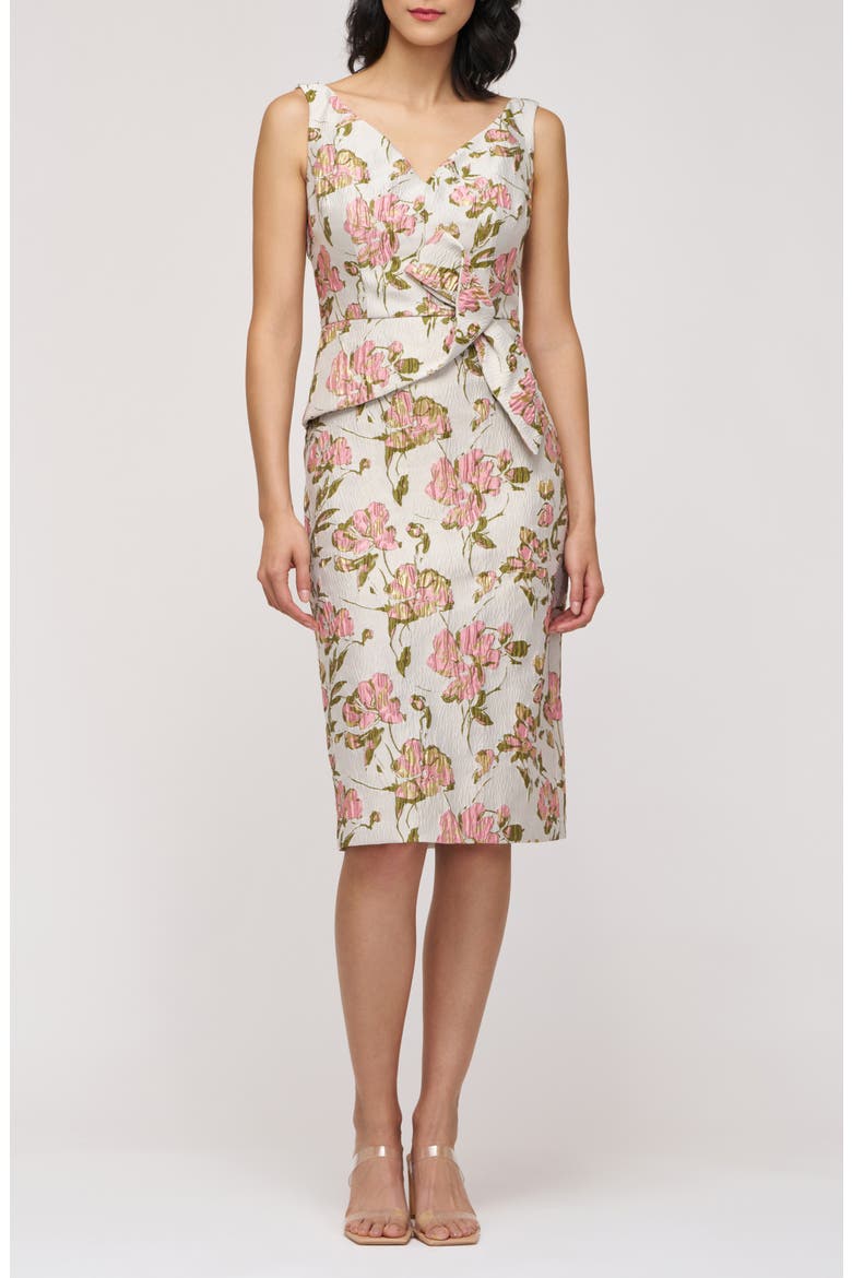 Veda Bow Sheath Cocktail Dress, Main, color, PINK/ GREEN