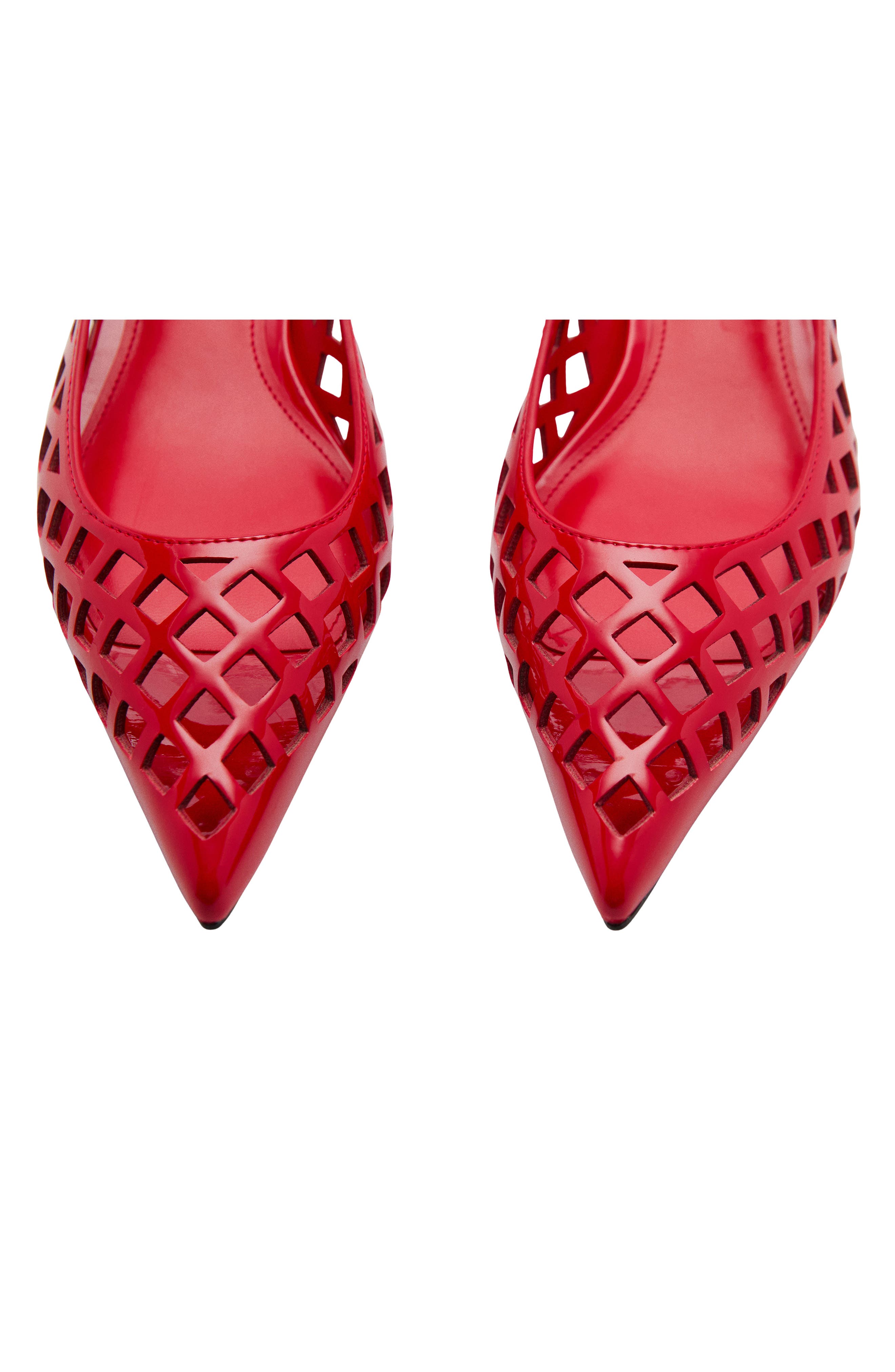 MANGO Laser Cut Pointed Toe Slingback Pump, Alternate, color, Red