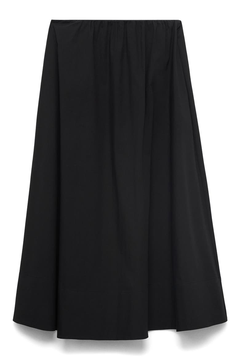 Flared Cotton Midi Skirt, Alternate, color, BLACK