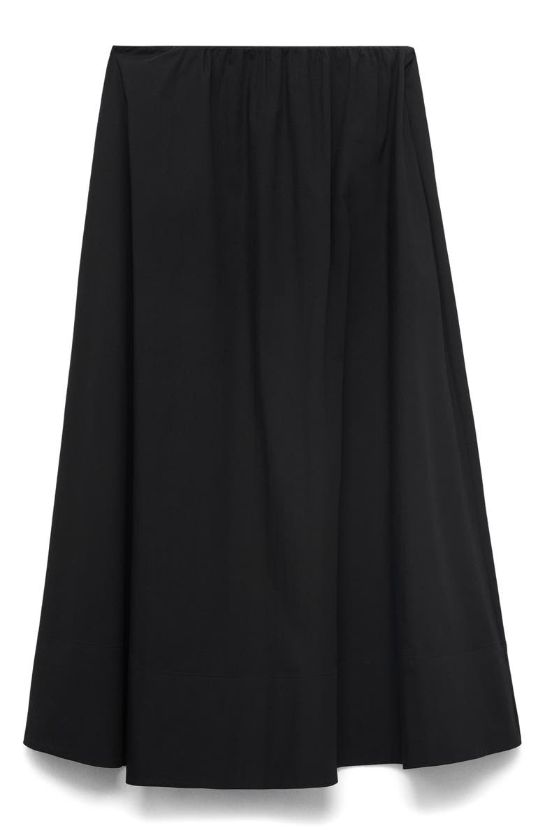 MANGO Flared Cotton Midi Skirt, Alternate, color, Black