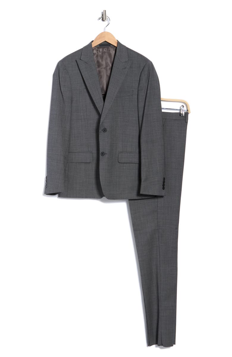 Calvin Klein Grey Mini Grid Slim Fit Suit, Alternate, color, Grey Neat