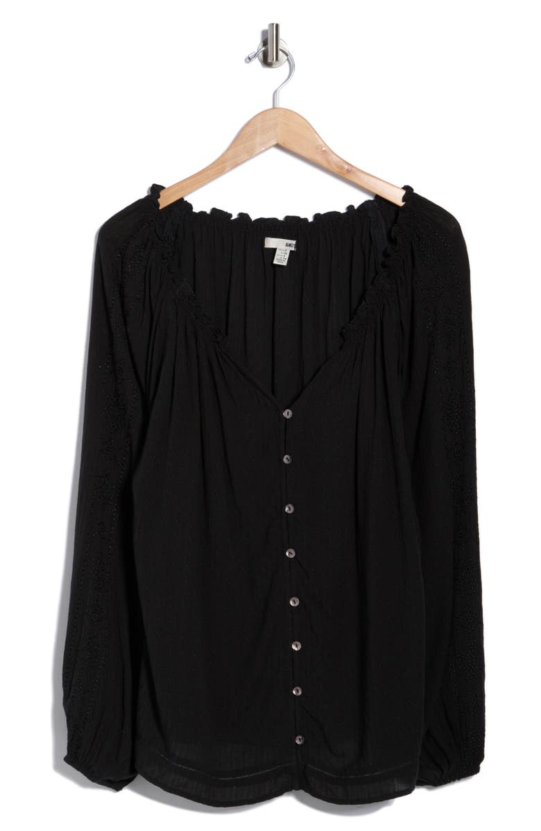 Amuse Society Too Good Long Sleeve Woven Button-Up Shirt, Alternate, color, Black