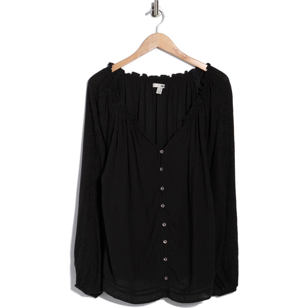 Amuse Society Too Good Long Sleeve Woven Button-up Shirt In Black