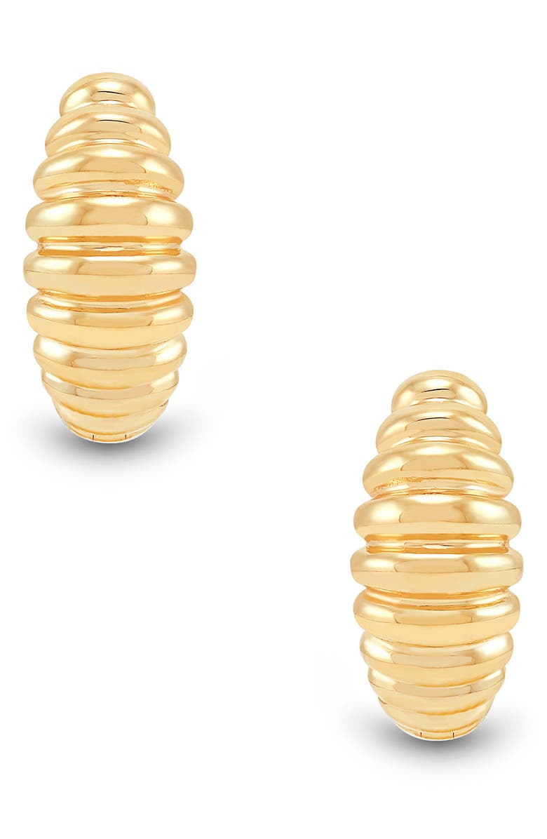 Frankie & Zoe Ribbed Huggie Hoop Earrings, Alternate, color, Yellow Gold