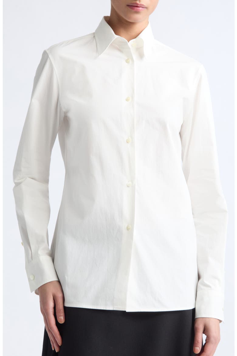 Cutout Back Long Sleeve Cotton Shirt, Alternate, color, SEASHELL