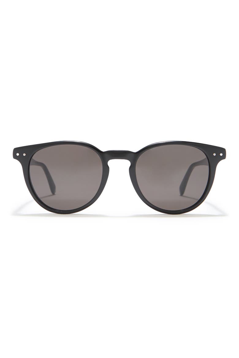 49mm Round Sunglasses, Main, color, SHINY BLACK