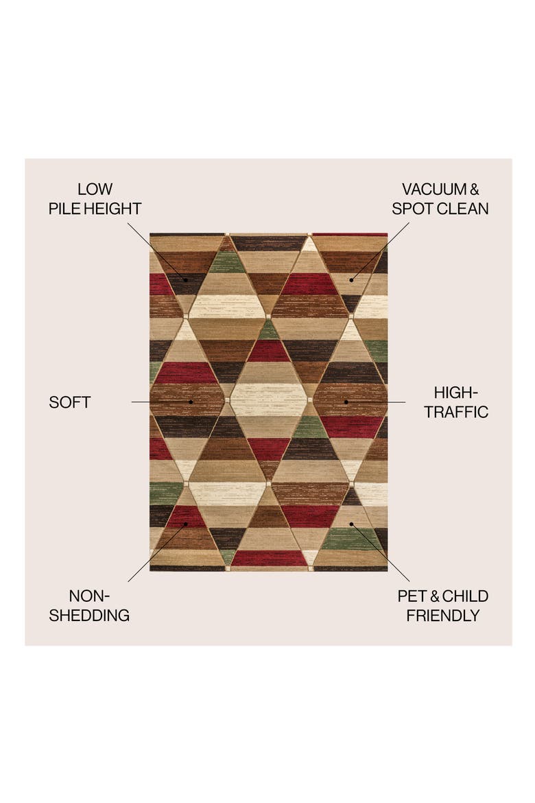 Kehoe Retro Diamonds Geometric Area Rug, Alternate, color, Red/Brown/Cream