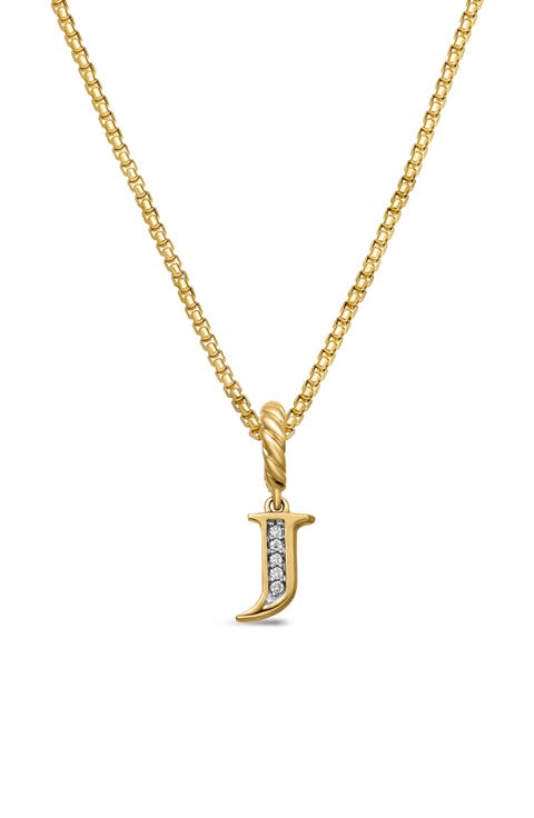 Pavé A Initial Pendant in 18K Yellow Gold with Diamonds