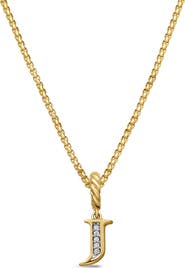 David Yurman Pavé A Initial Pendant in 18K Yellow Gold with Diamonds