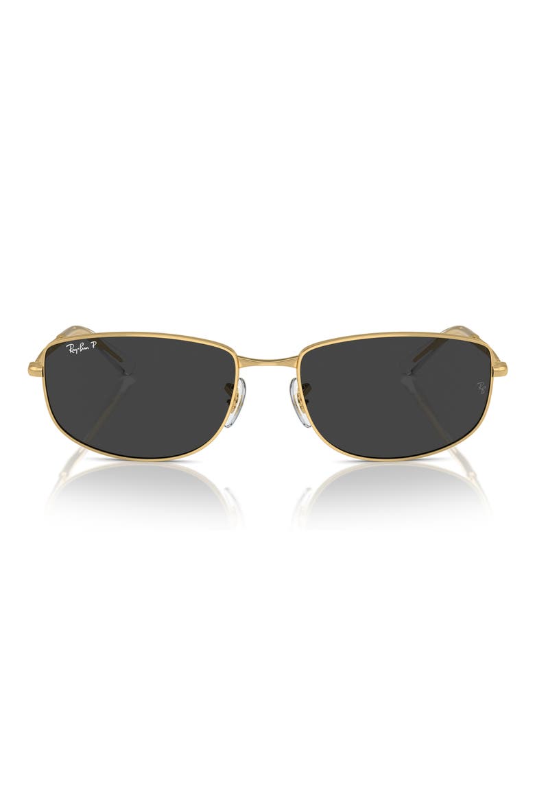 59mm Polarized Oval Sunglasses, Main, color, GOLD FLASH