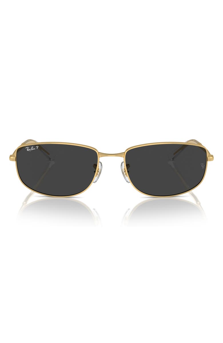 Ray-Ban 59mm Polarized Oval Sunglasses, Main, color, Gold Flash