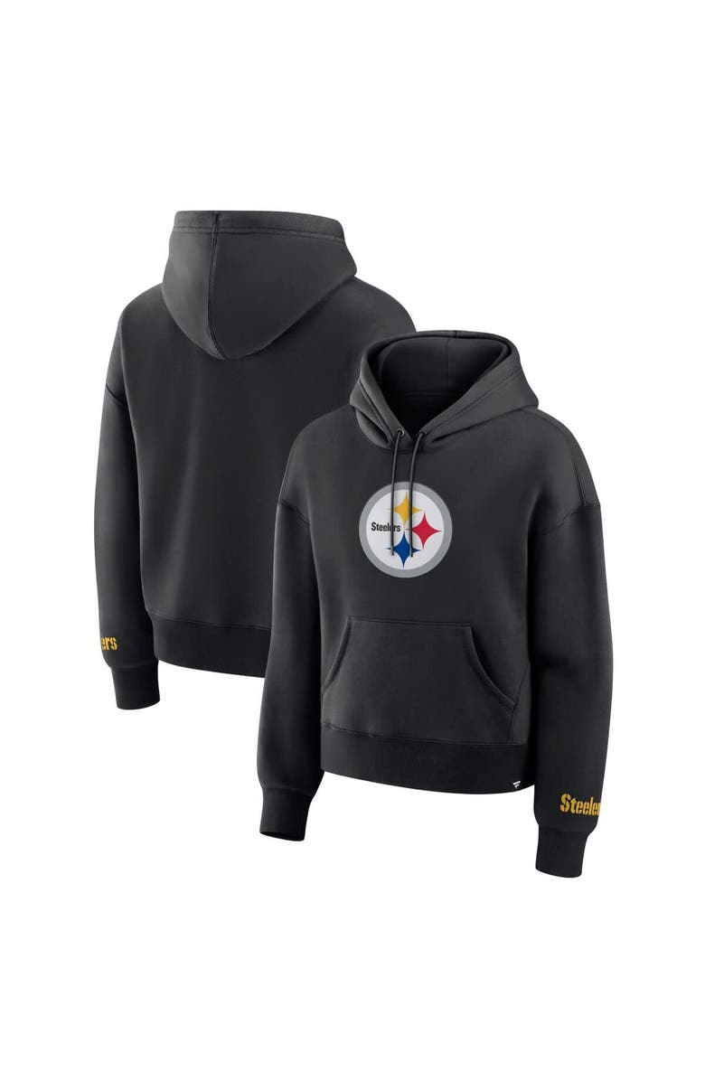 FANATICS Women's Fanatics Black Pittsburgh Steelers Legacy Fleece Pullover Hoodie, Main, color, 