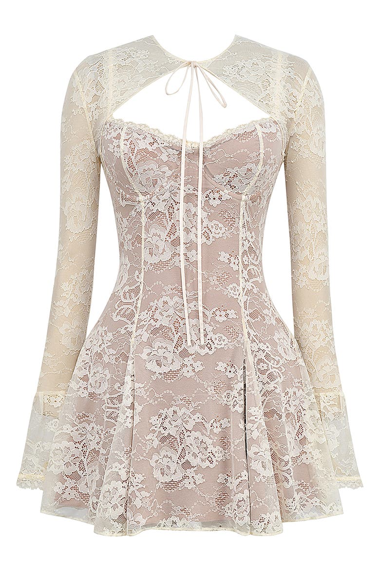 HOUSE OF CB Alice Underwire Lace Minidress & Bolero, Alternate, color, Vintage Cream