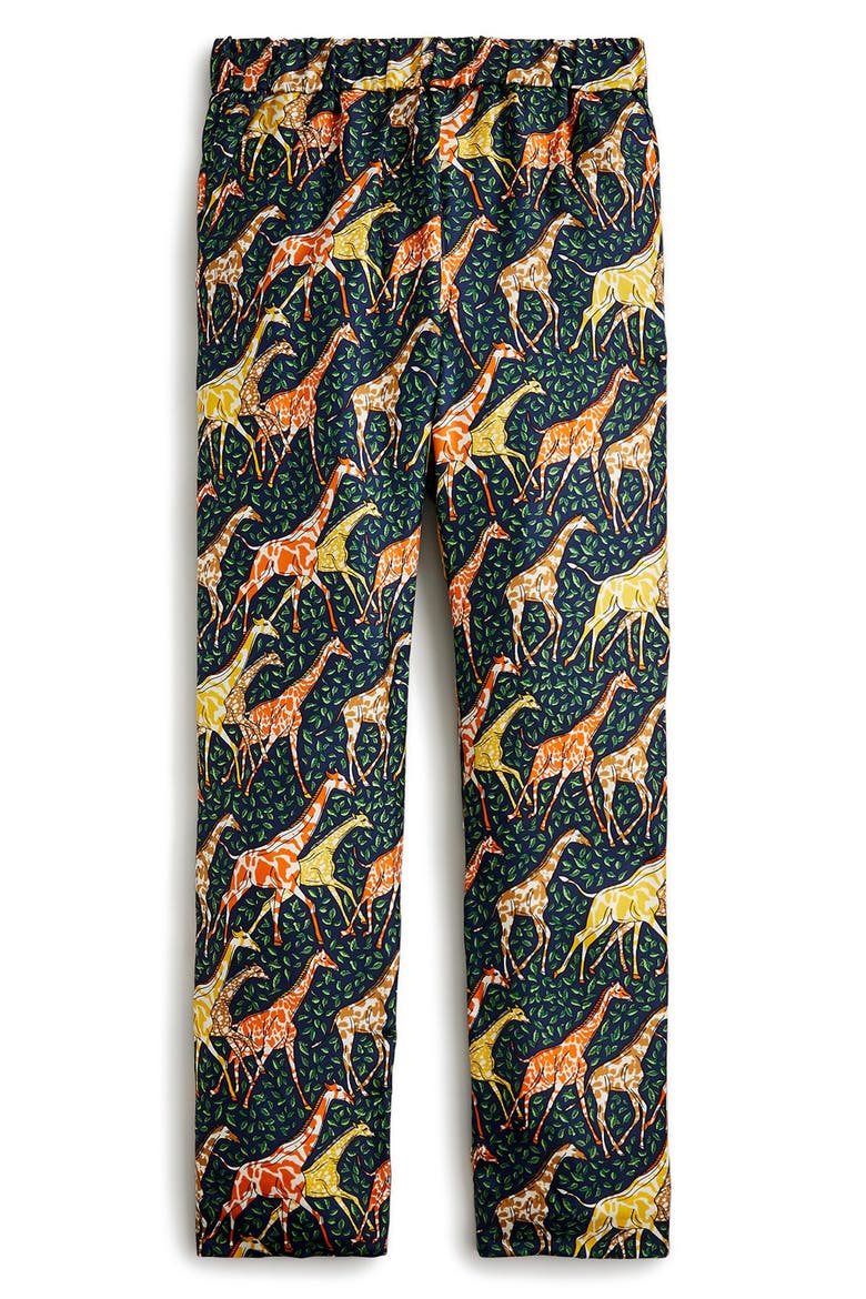 Giraffe Print Pull-On Silk Pants, Main, color, SPICED SAFFRON MULTI