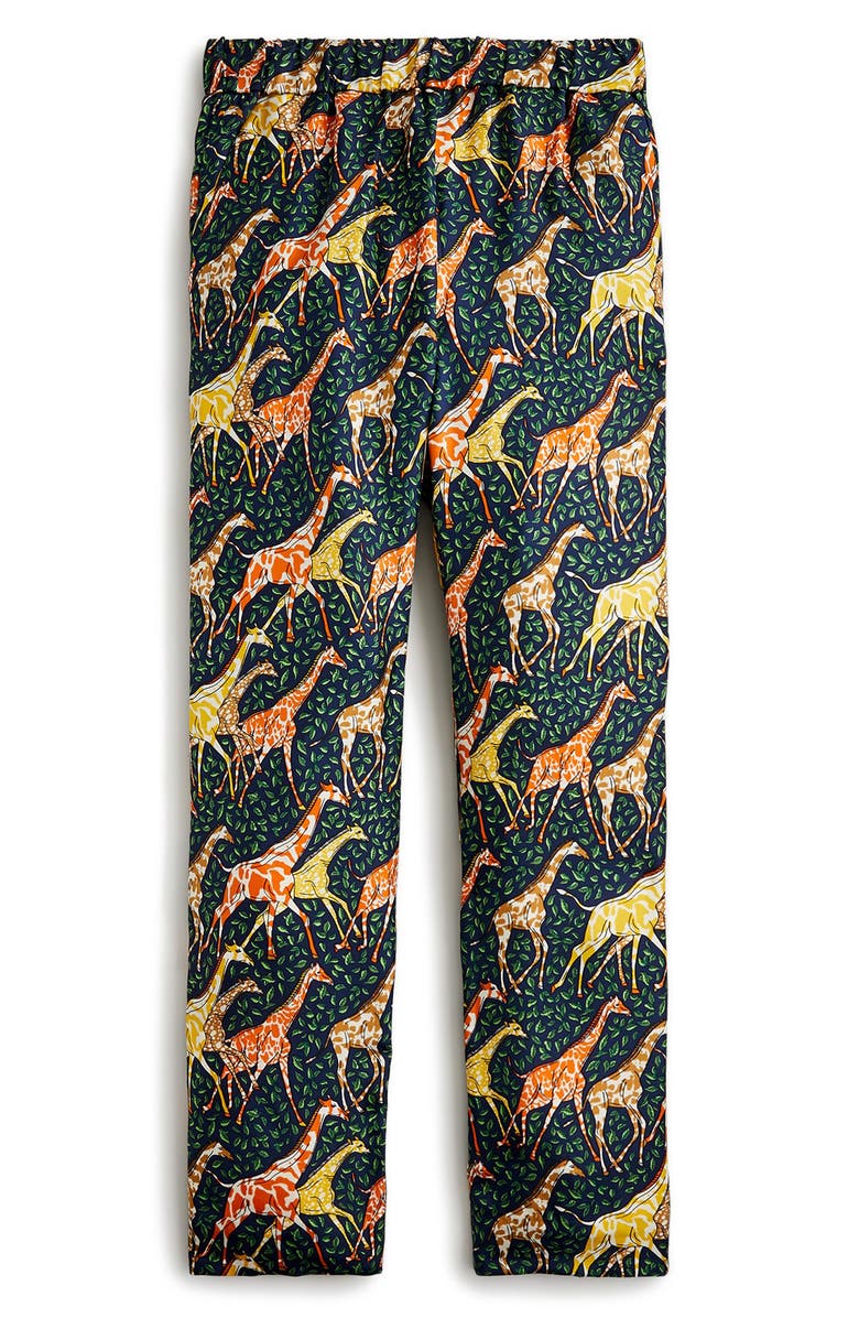 J.Crew Giraffe Print Pull-On Silk Pants, Main, color,