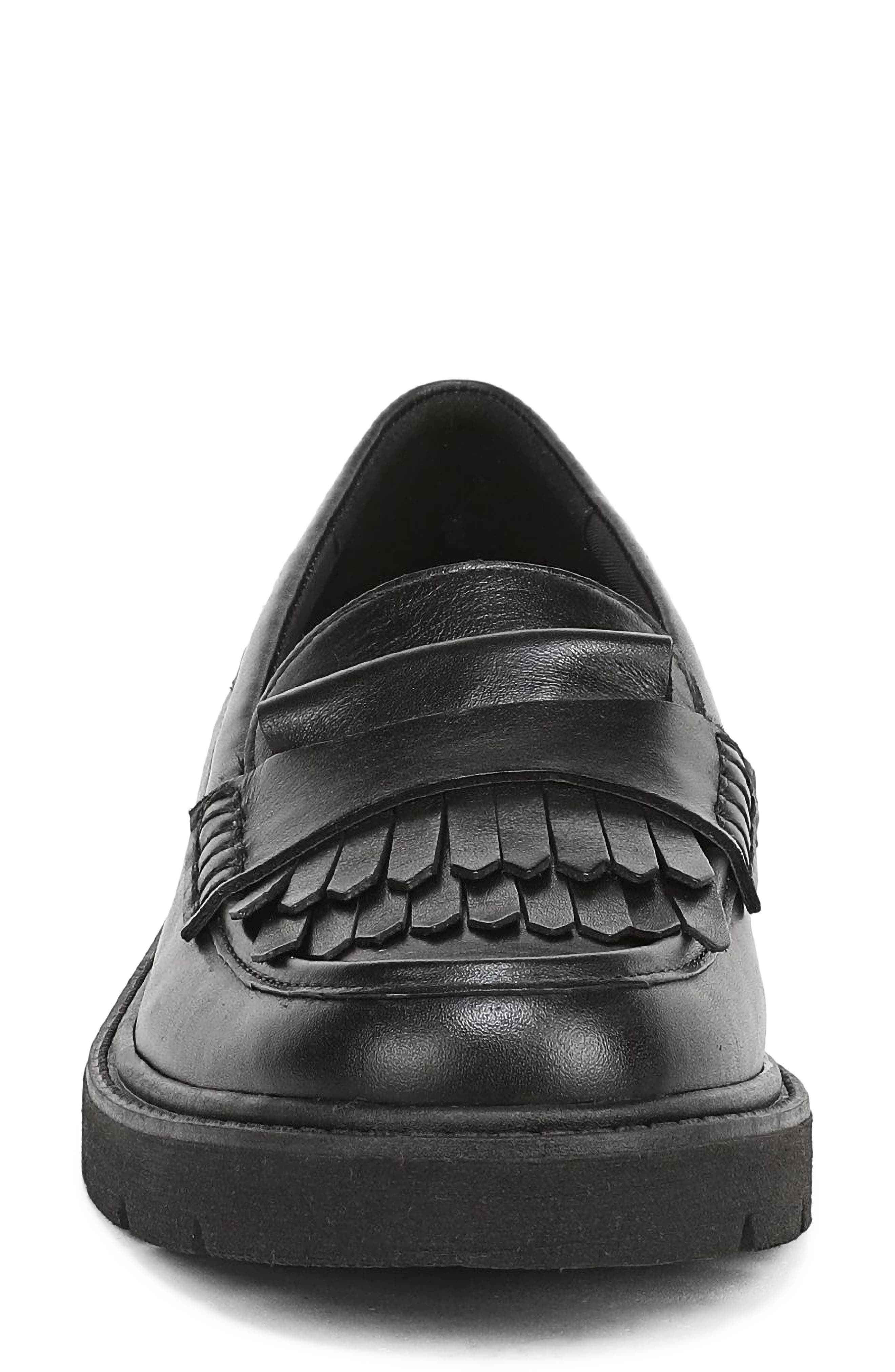 Tate Kiltie Fringe Leather Loafer, Alternate, color, BLACK LEATHER