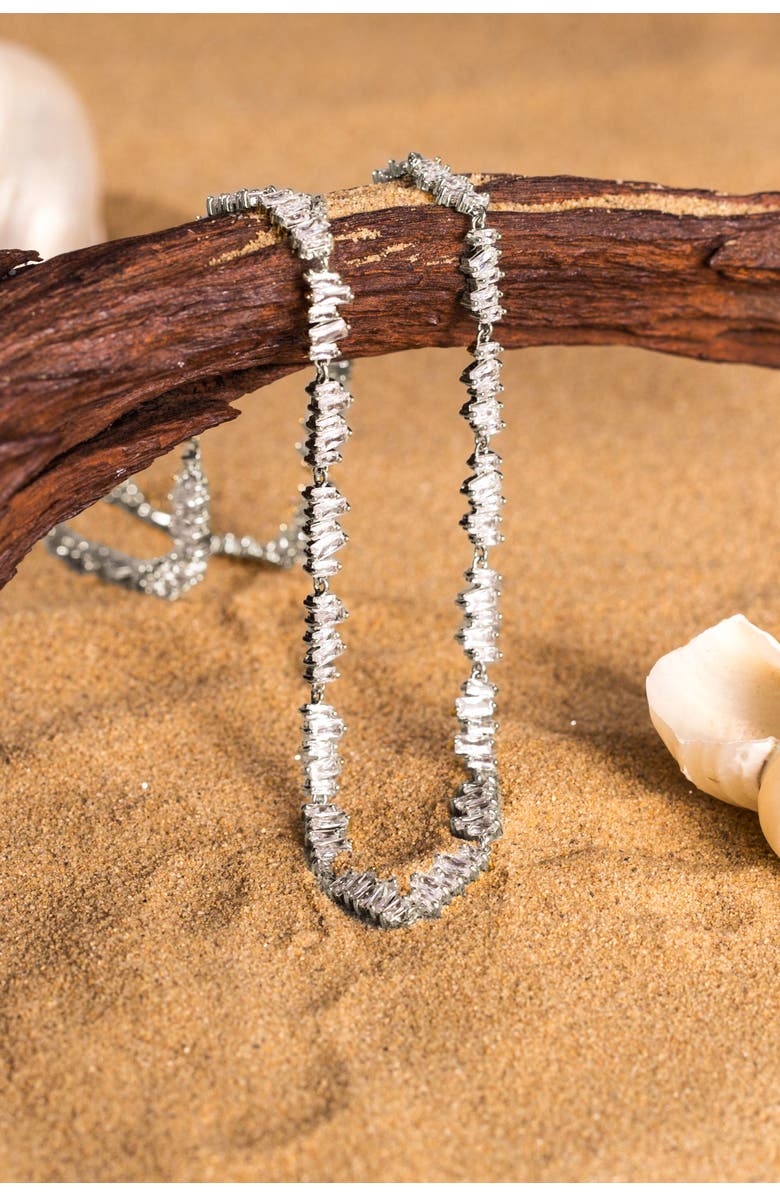 Classicharms T Shape Zirconia Tennis Choker Necklace, Alternate, color, Gold