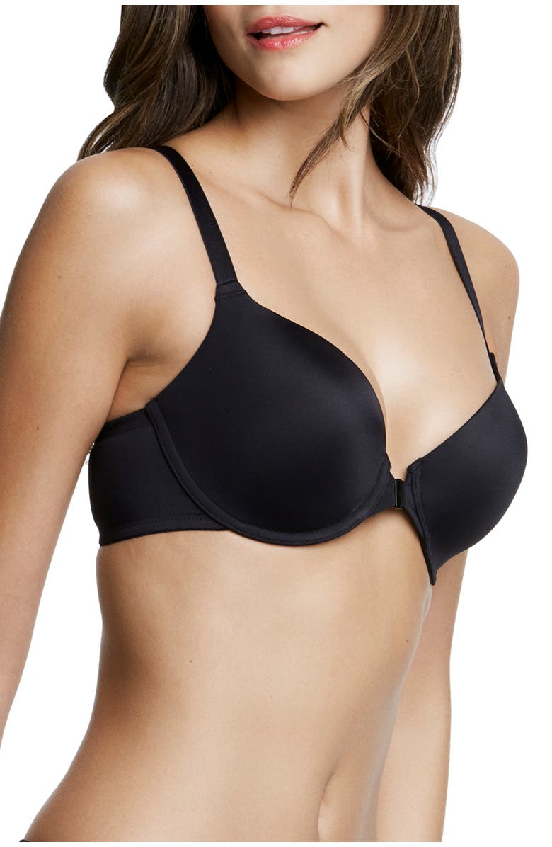 Dominique Intimates Talia Front Close Racerback Smoothing T-Shirt Bra, Alternate, color, Black