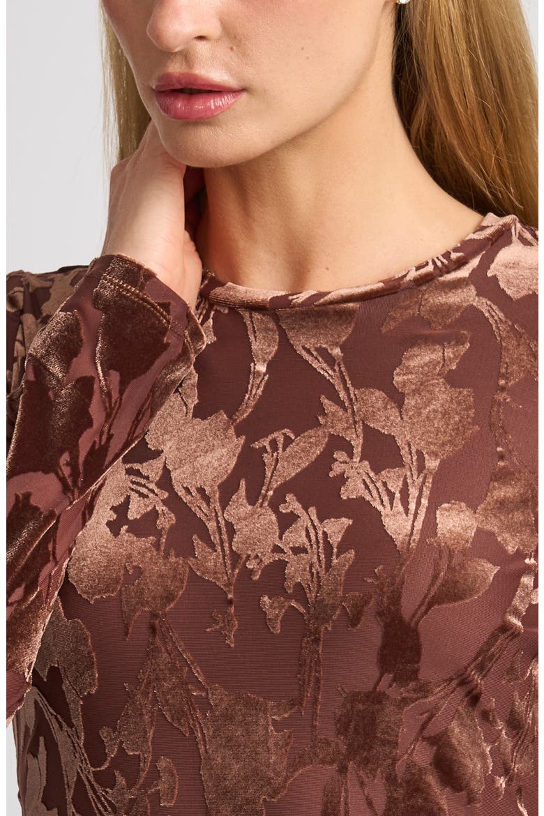 Larson Floral Burnout Top, Alternate, color, RUSSET BROWN
