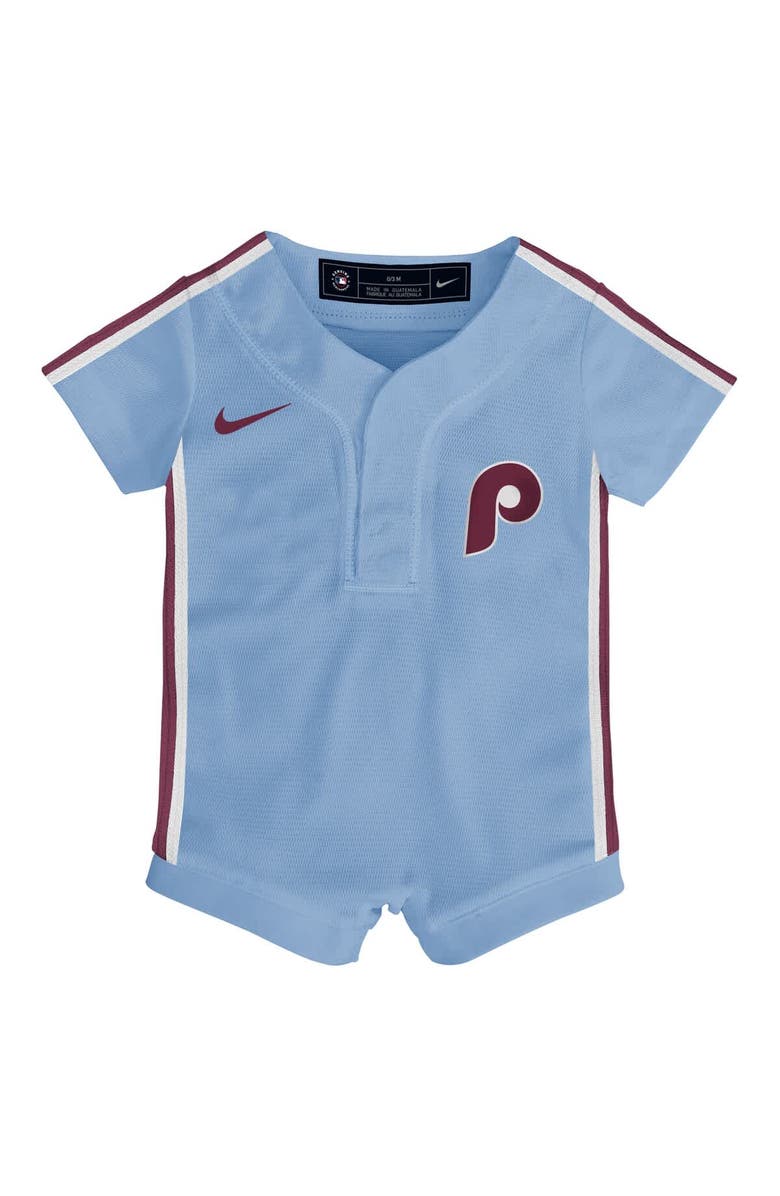 Nike Newborn Nike Light Blue Philadelphia Phillies Alternate Replica Romper Jersey, Alternate, color, Light Blue