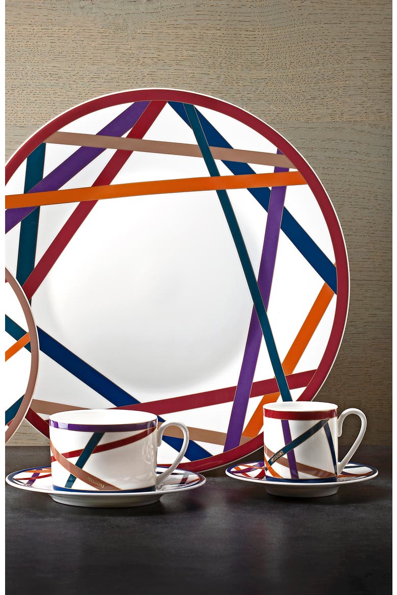 Tea Cup & Saucer NASTRI Set of 6 in Luxury Box Multicolor diam. 3.3", H 2.3", cap. 7.5 oz, Saucer dim. 6", Alternate, color, Multicolor