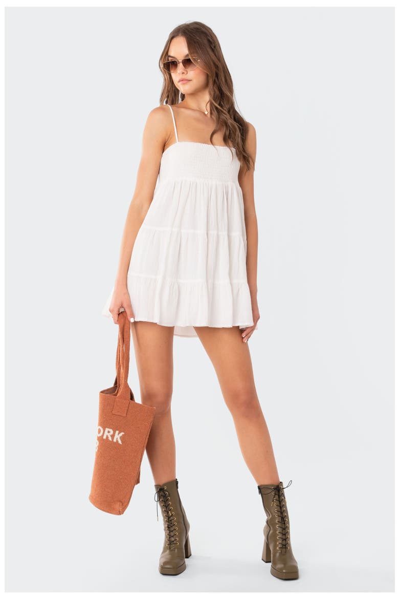 Ivory Cotton Minidress, Alternate, color, WHITE