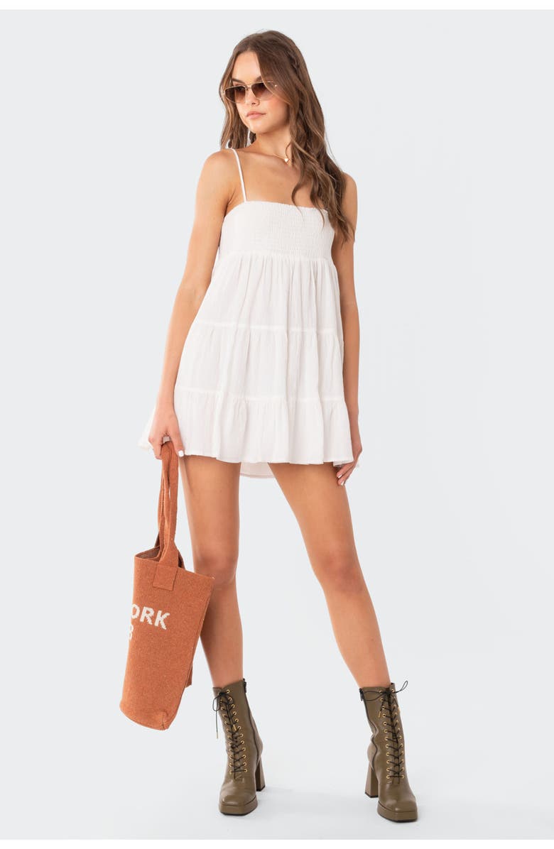 EDIKTED Ivory Cotton Minidress, Alternate, color, White