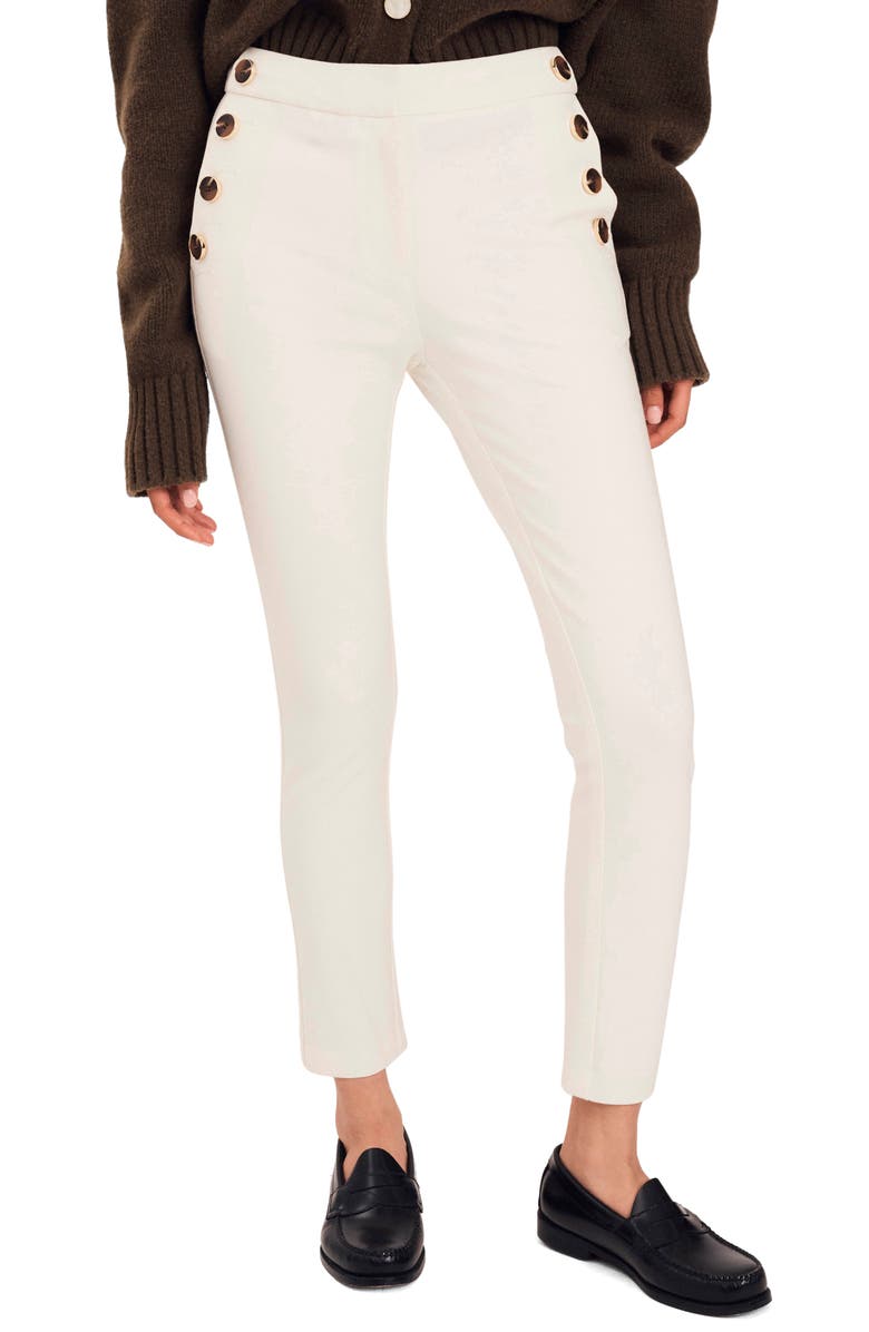 Derek Lam 10 Crosby Kelis Ankle Straight Leg Sailor Pants, Main, color, Soft White