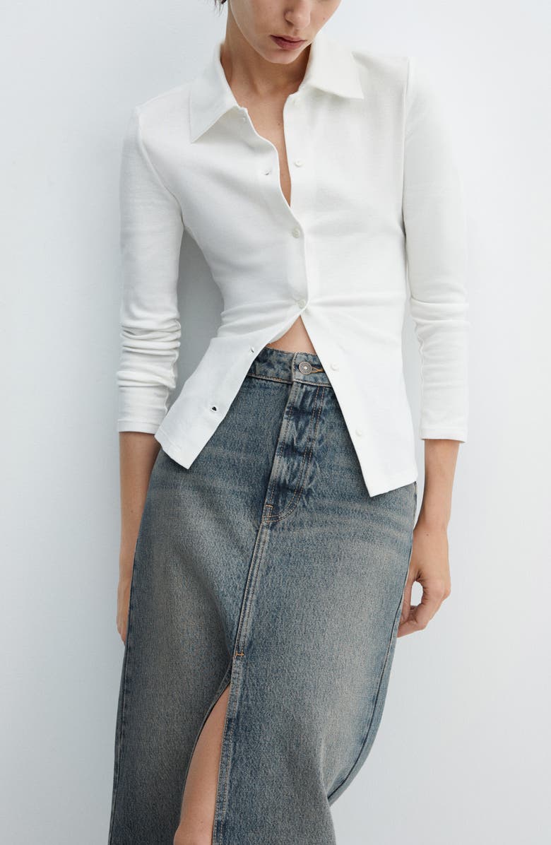 MANGO Long Denim Skirt, Alternate, color, 