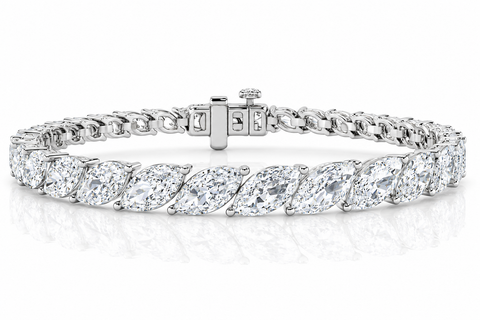13Ct Marquise Diamond Tennis Bracelet 14k Gold Lab Grown 7"