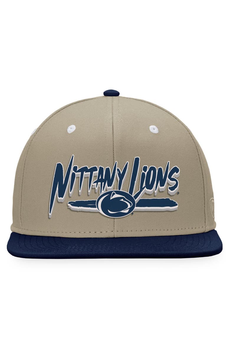TOP OF THE WORLD Men's Top of the World Khaki/Navy Penn State Nittany Lions Land Snapback Hat, Alternate, color, Khaki