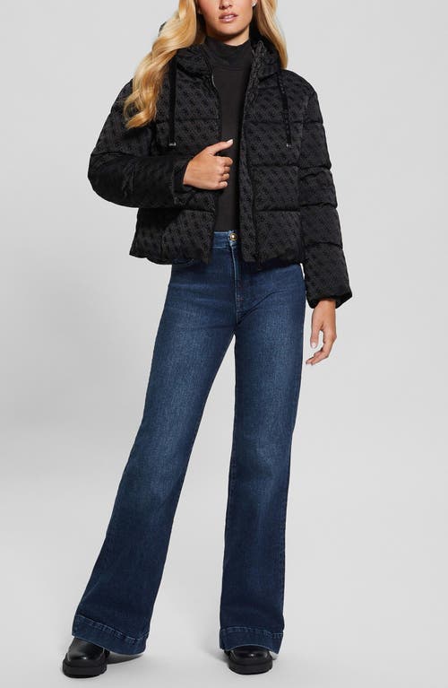 Guess Daisy Flock Logo Puffer Coat In Black