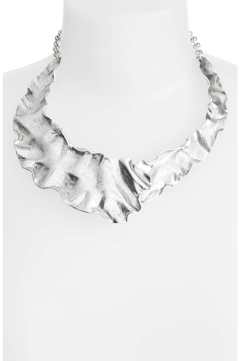 Gold Plate Collar Necklace, Alternate, color, SILVER