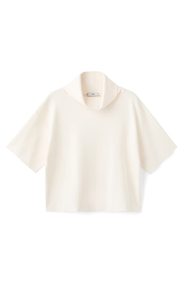 MANGO Short Sleeve Turtleneck Sweater, Alternate, color, Ecru