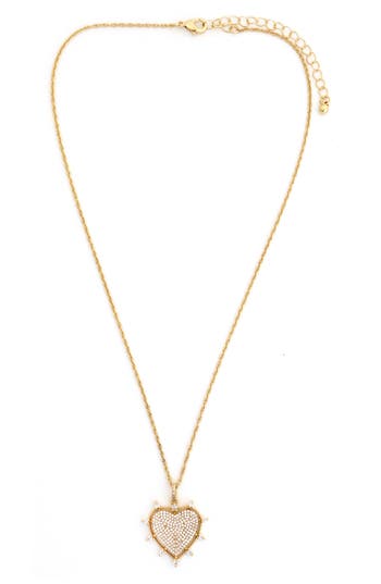 Panacea Crystal Heart Pendant Necklace In Gold