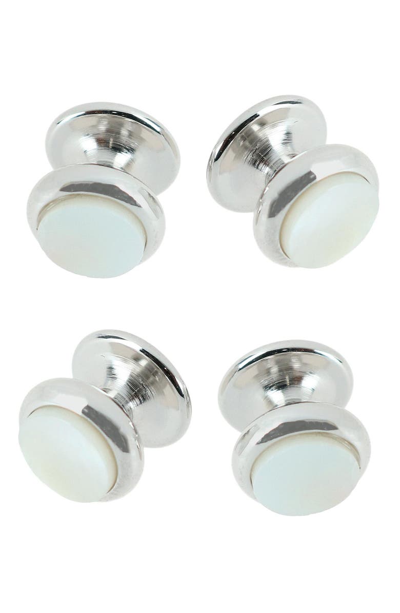 Trafalgar Sutton Mother-of-Pearl Stud Set, Main, color, Silver