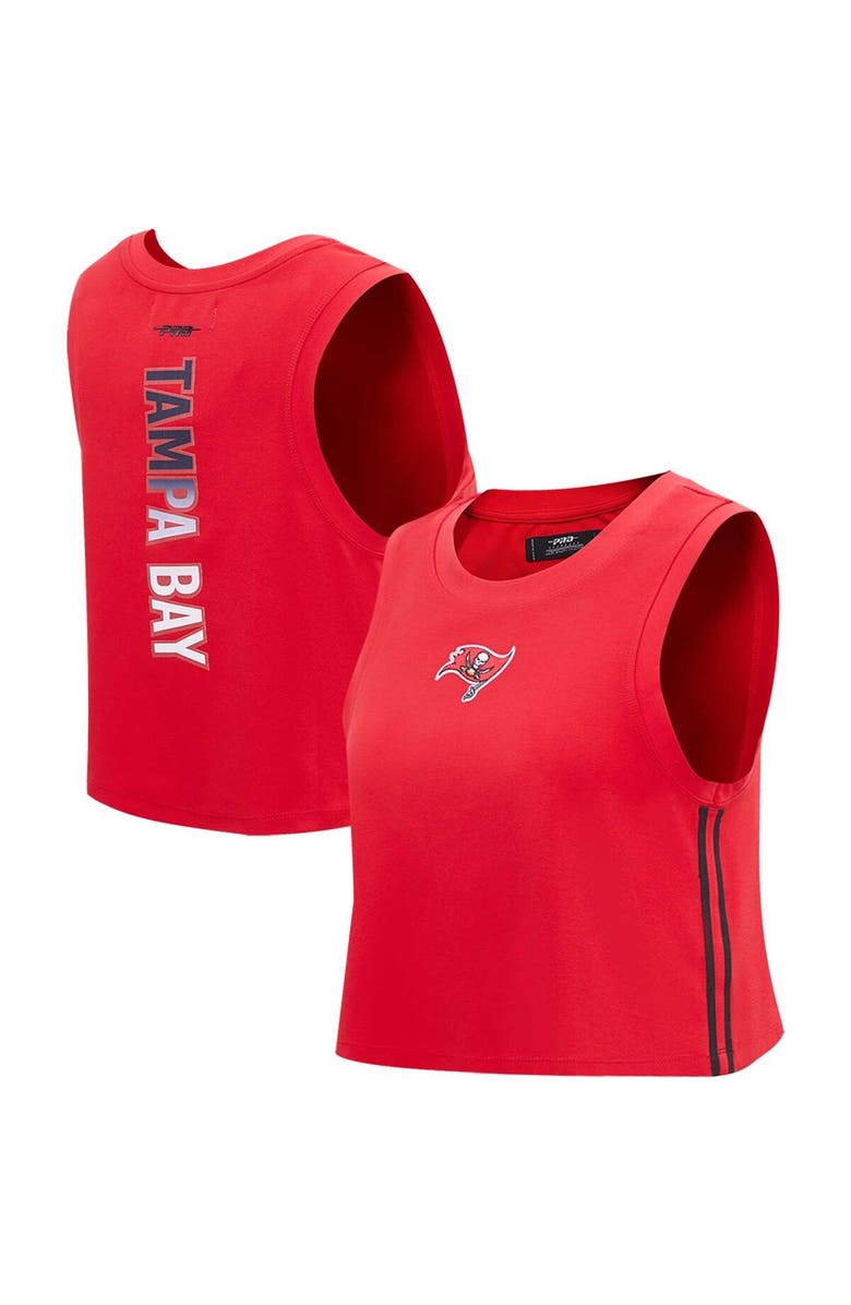 PRO STANDARD Women's Pro Standard  Red Tampa Bay Buccaneers Ombre Wordmark Classic Cropped Tank Top, Main, color, 