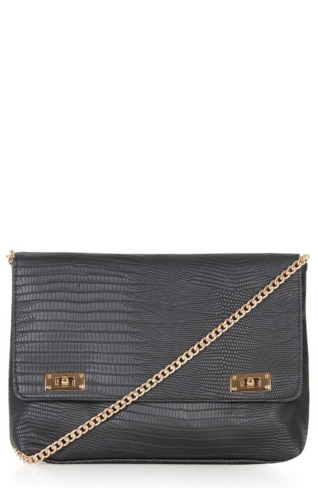 Topshop 'Vintage Cable' Clutch, Main, color, 