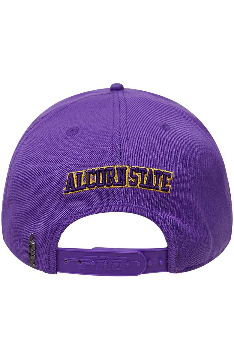 PRO STANDARD Men's Pro Standard  Purple Alcorn State Braves Evergreen Arch Over Logo Snapback Hat, Alternate, color, Purple
