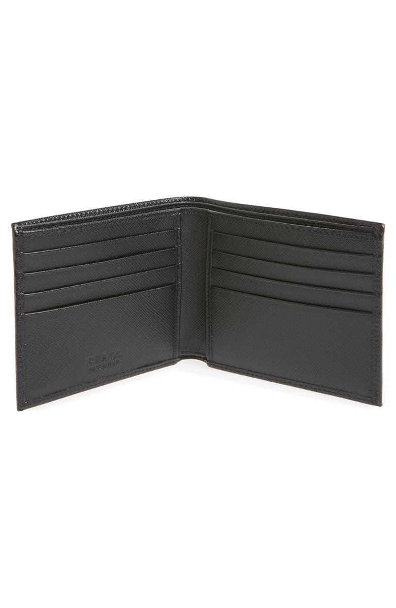Prada Leather Wallet, Alternate, color, Nero