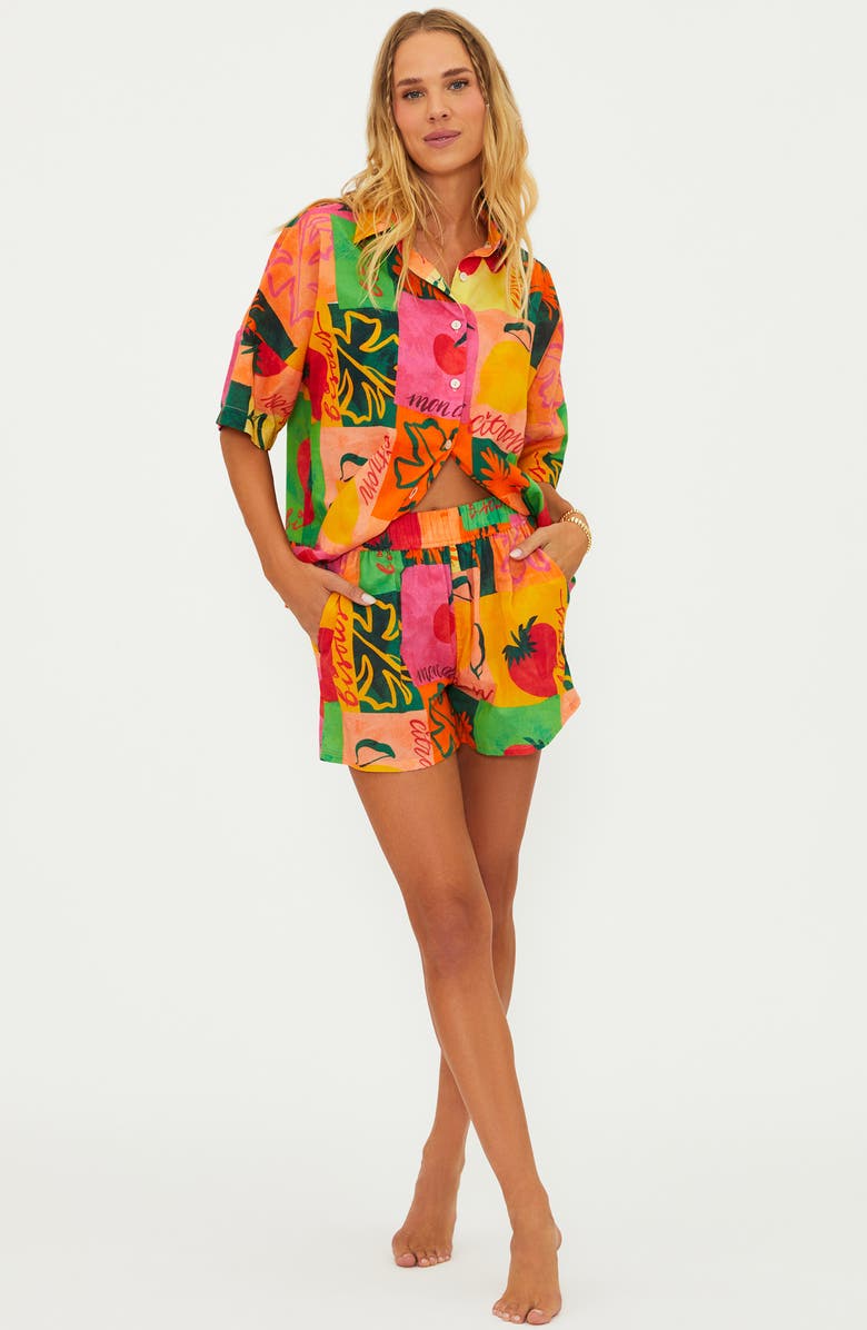 Beach Riot Rayah Cover-Up Shorts, Alternate, color, Fruit Market