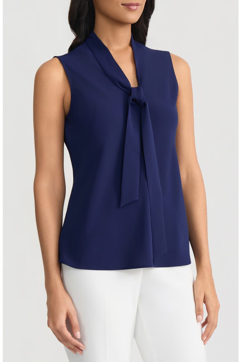 Sleeveless Tie Front Top, Alternate, color, KASPER NAVY