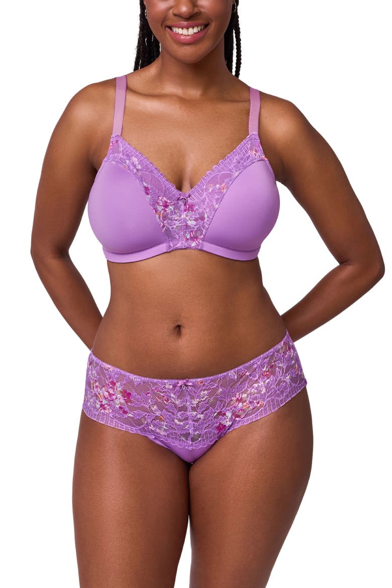 Floral Lace & Microfiber Hipster Panties, Alternate, color, TULIP/ TULIP FIELD