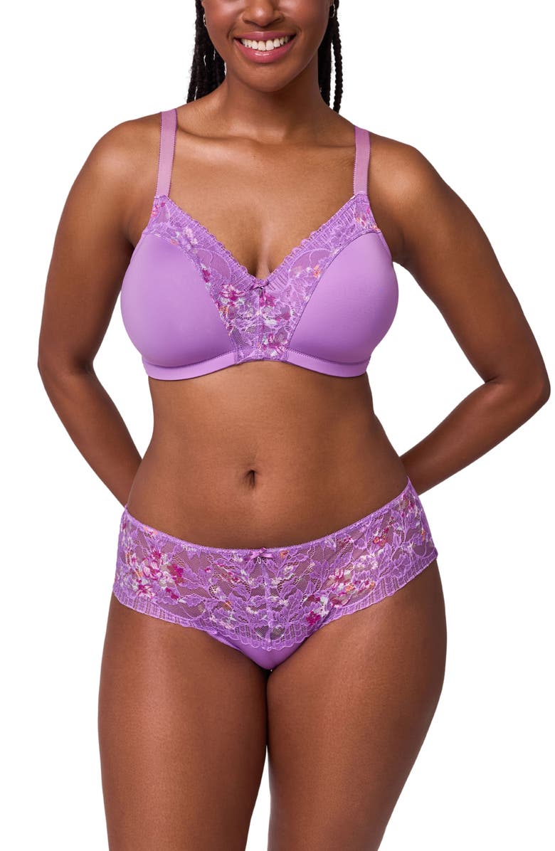 Montelle Intimates Floral Lace & Microfiber Hipster Panties, Alternate, color, Tulip/ Tulip Field