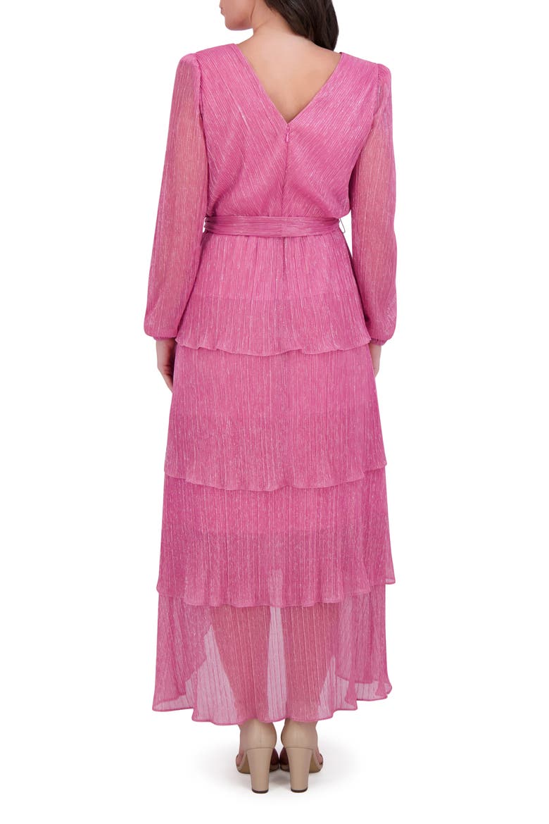 Shimmer Knit Long Sleeve Tiered Ruffle Dress, Alternate, color, ROSE
