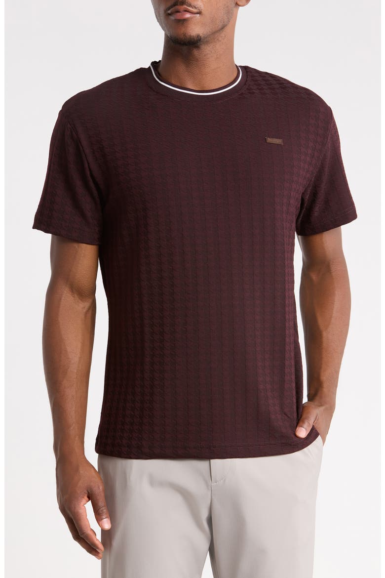 Tipped Textured Crewneck T-shirt, Main, color, WINE