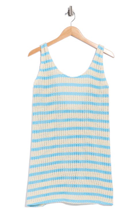 Vacay Stripe Pointelle Cover-Up Mini Dress