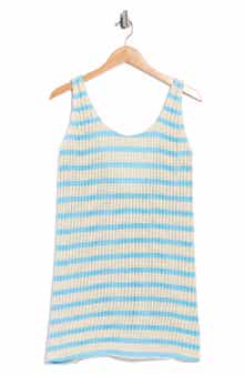 Vacay Stripe Pointelle Cover-Up Mini Dress
