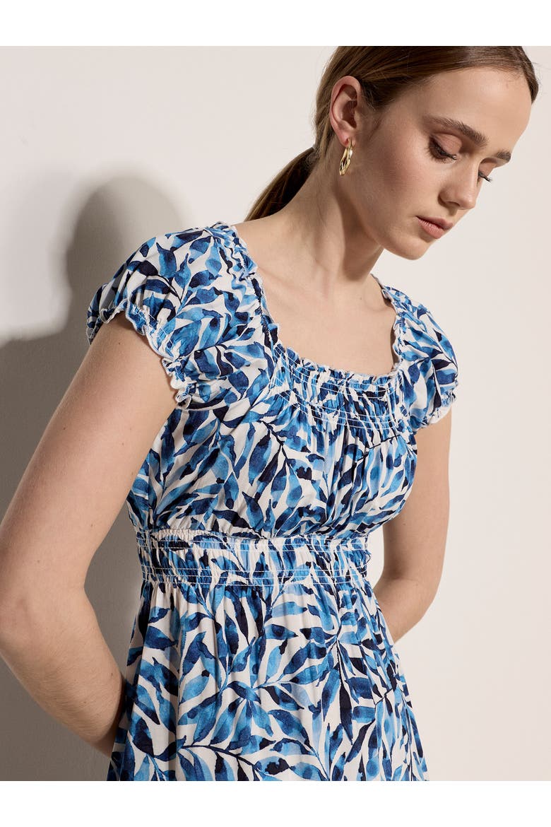Milkmaid Watercolour Leaf Dress, Alternate, color, Blue