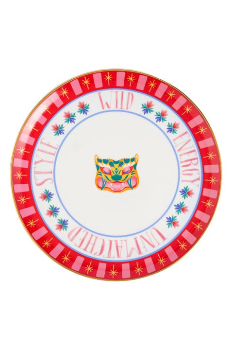 Lublin Gold Rim Porcelain Pizza Plate Energy 13"